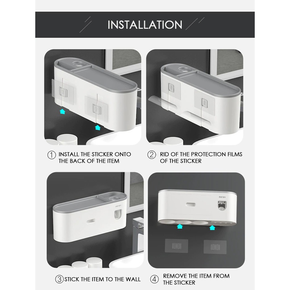 Dispenser Pasta Gigi Odol Modern Gelas Kumur Organizer Rak Gantung Kamar Mandi Tempel Dinding /tempat sikat gigi dan odol