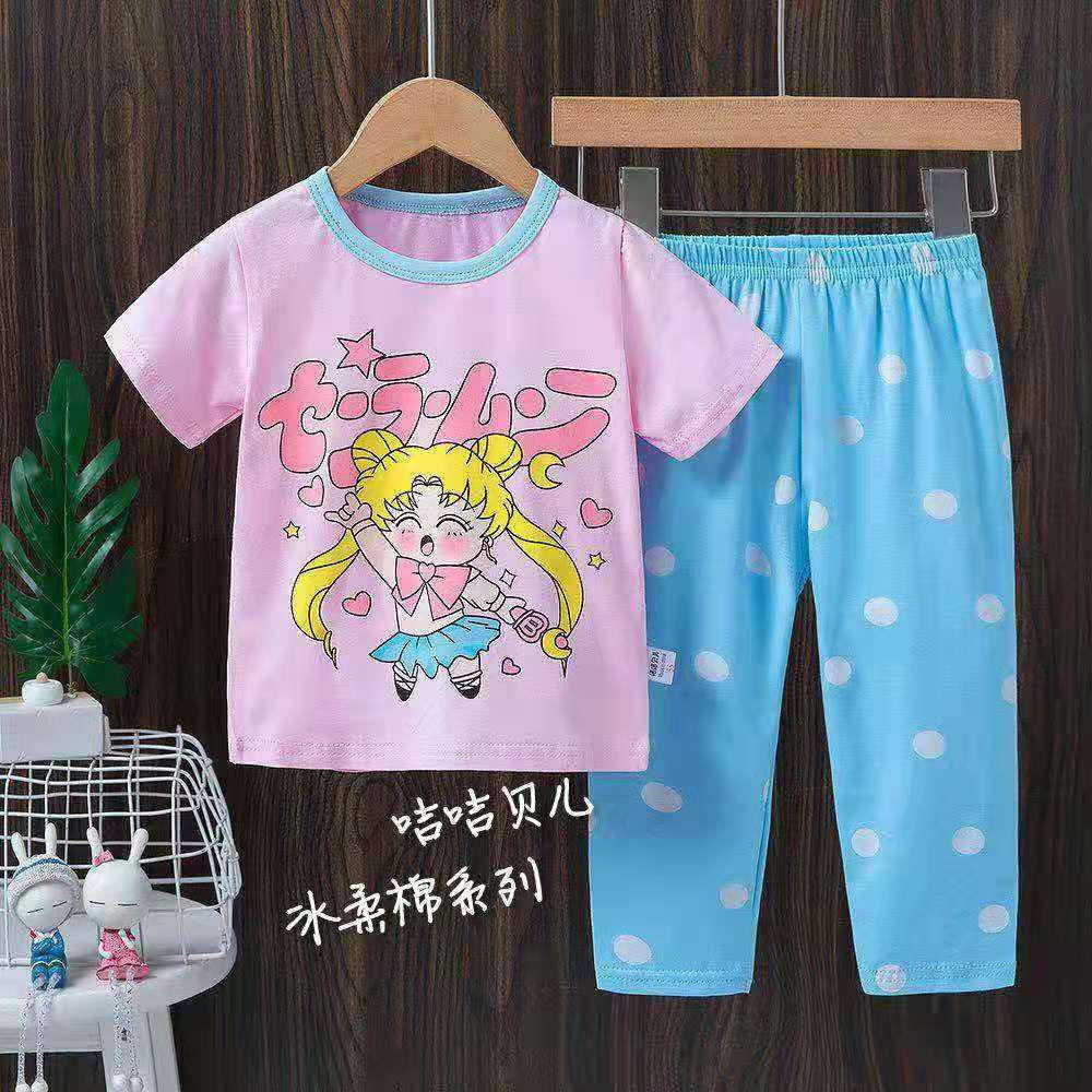 GROSIR piyama lengan pendek baju tidur anak cewek import motif sailor moon