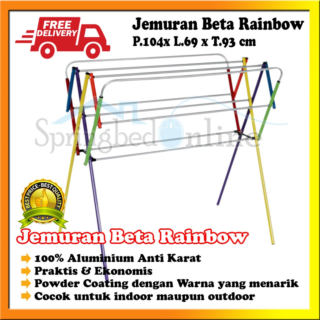 Jemuran Rak Handuk Beta Rainbow Warna 100 Cm FREE ONGKIR Harga Pabrik