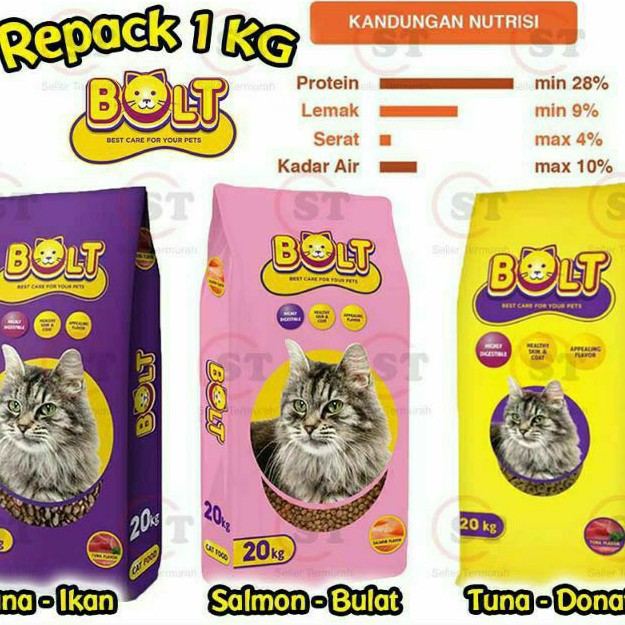 Bolt makanan kucing 1kg | Shopee Indonesia