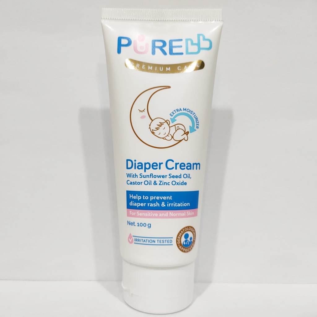 Pure Baby Diaper Cream 100ml for Sensitive Skin Cream Ruam Popok Anti Iritasi