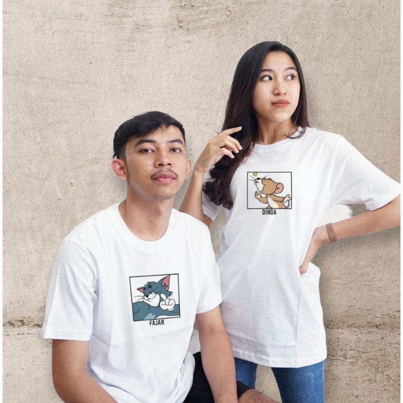 KAOS COUPLE TOM AND JERRY / TSHIRT PASANGAN PACAR / BAJU CUSTOM NAMA