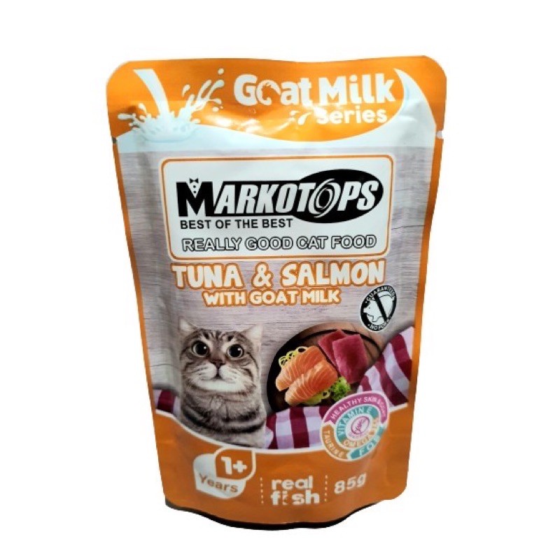 Markotops pouch SACHET 85gr goat milk susu mother kitten &amp; adult kucing makanan basah cat