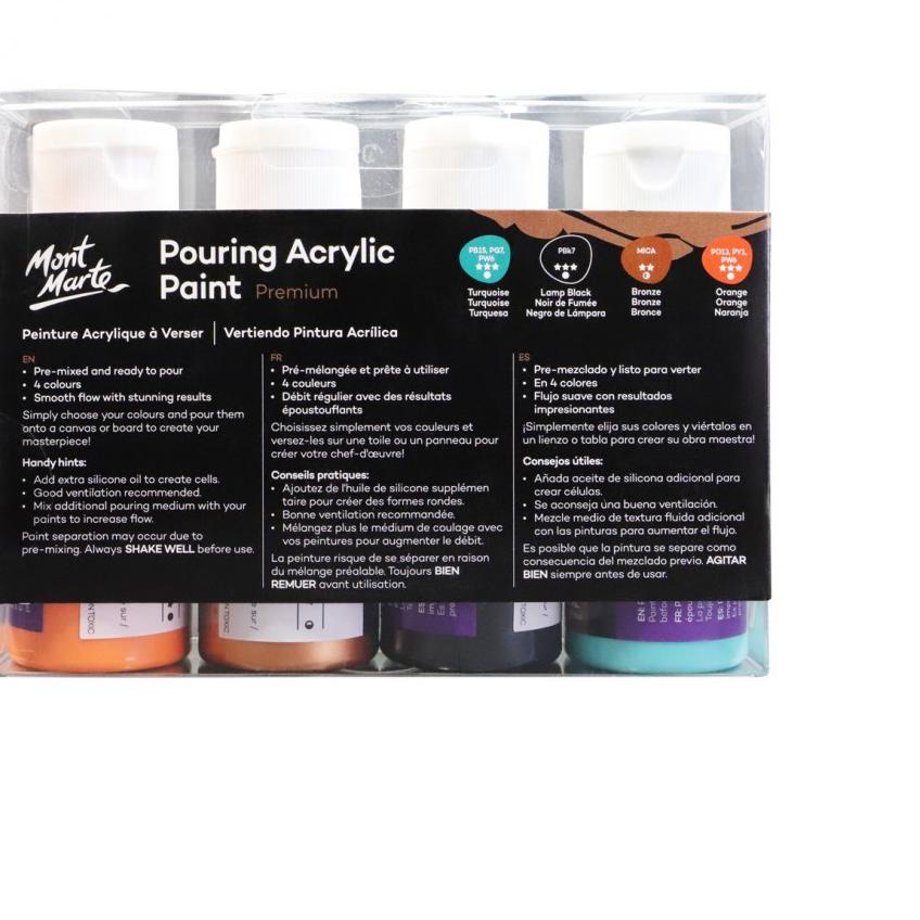 

[EQ61Z] Viral .Mont Marte Premium Pouring Acrylic Paint 60ml (2oz) 4pc Set - Symphony|,..