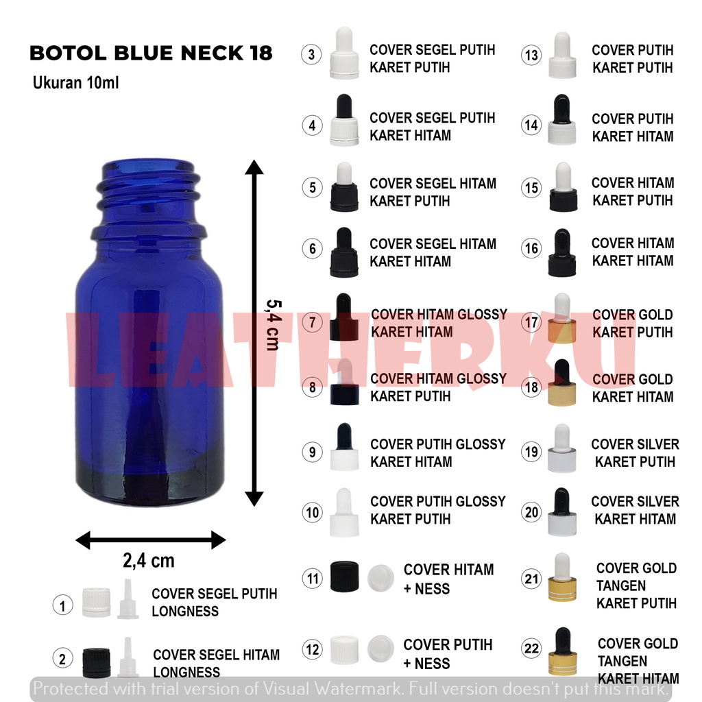 Botol Kaca Pipet Import 10 ML Biru