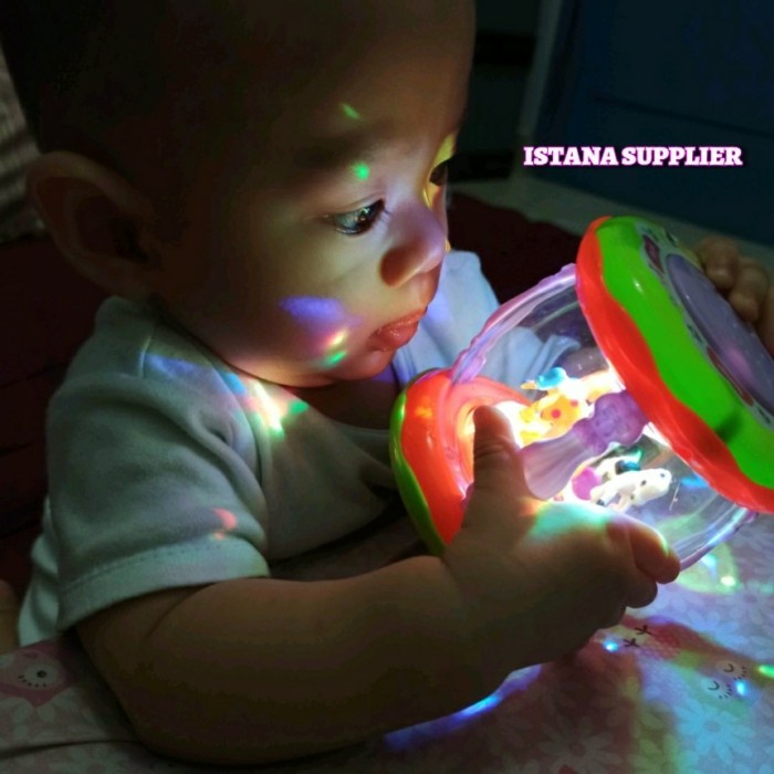 Mainan Anak Mainan Anak Bayi Laki Perempuan Merry Go Musik Drum Lampu Lucu Baru - TANPA BATERAI(R1D8