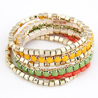 LRC Gelang Tangan Korean sweet fashion multi color multilayer A24444X