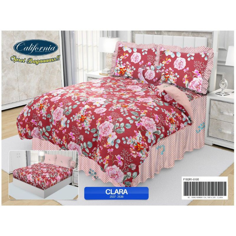 Bed Cover rumbai CALIFORNIA Seprai 1 set ukuran Queen 160x200 Sprei Motif Terbaru Bahan Tebal