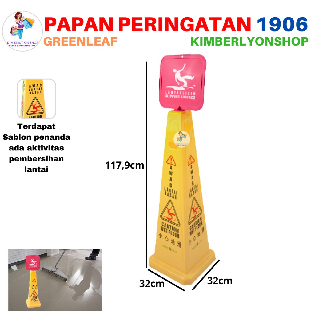 Sign Floor Papan Peringatan Awas Hati Hati Licin Sign Board 1906 Green Leaf