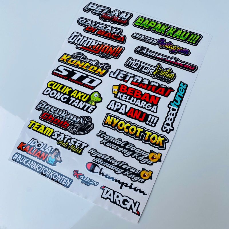 STICKER SPONSOR YSS KATA KATA LAMINASI GLOSY CUTING TIDAK PERLU REPOT POTONG