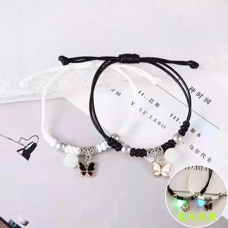 2pcs Gelang Desain Pentacle Butterfly Luminous Gaya Korea Untuk Hadiah Ulang Tahun