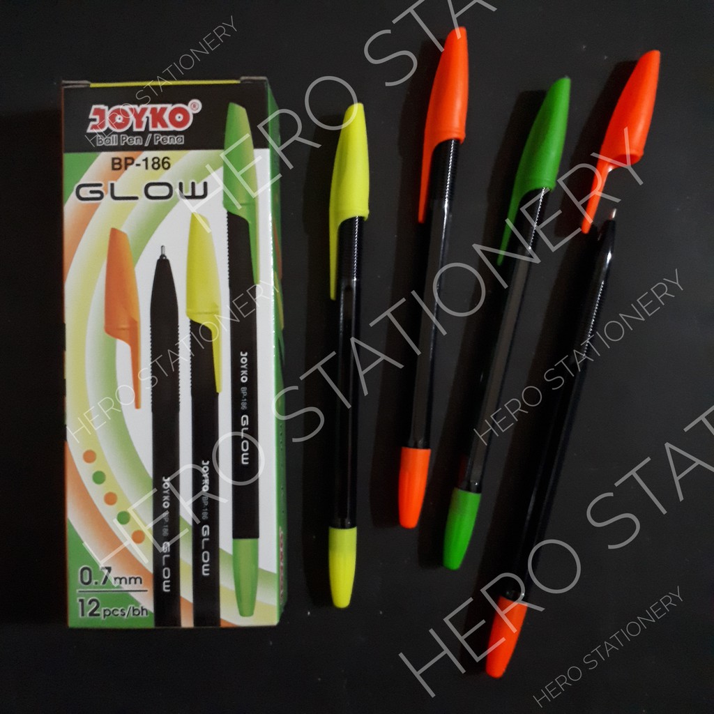 

Pen ballpen joyko glow 0.7 mm BP-186 . 12 unit