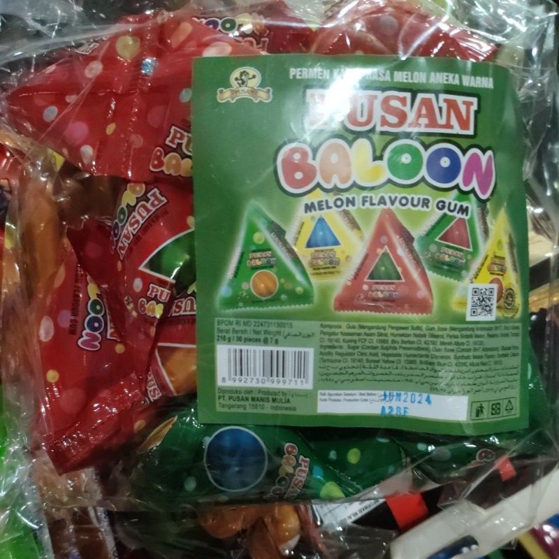 pusan baloon permen karet rasa melon aneka warna