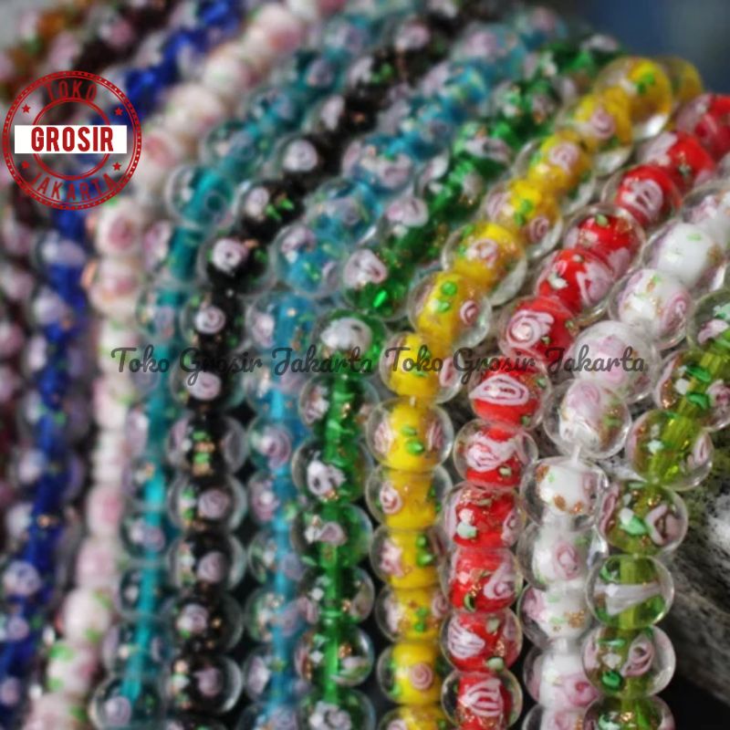 Bahan Gelang Manik Manik Lampwork Murano Bulat