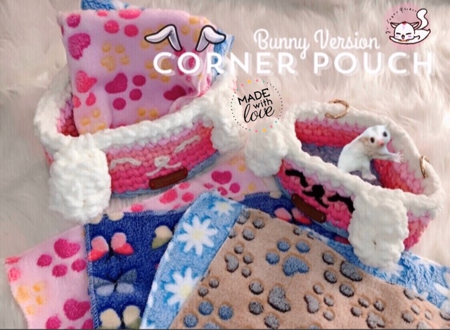 Corner Pouch Sugar Glider, Bunny Version, Handmade