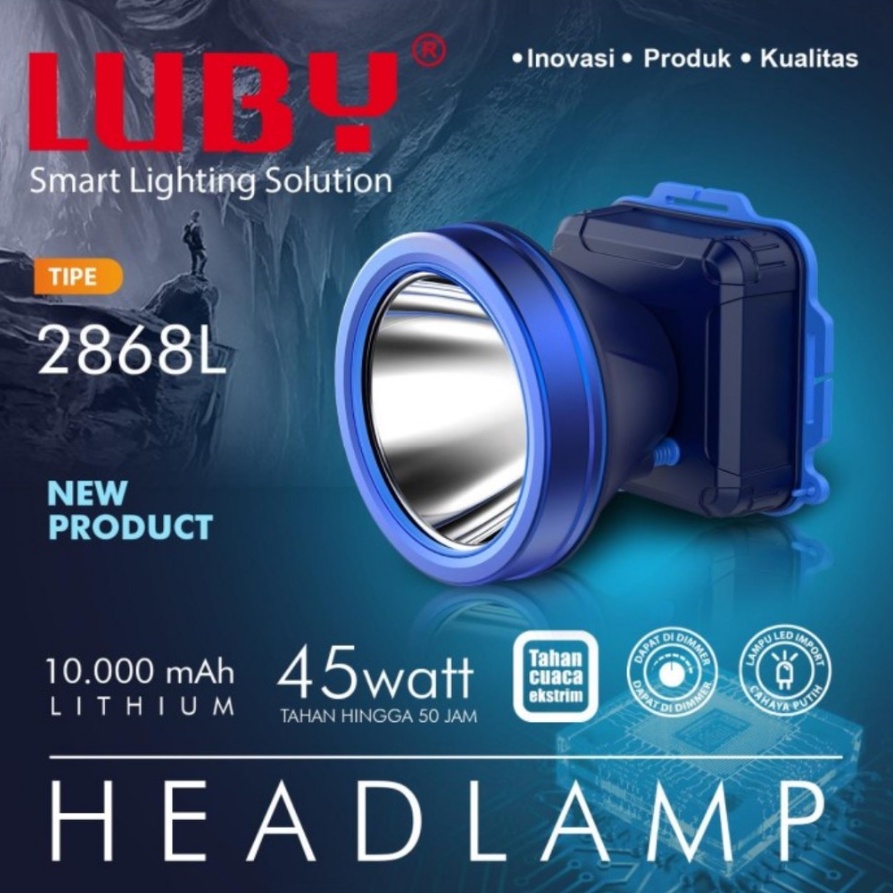 Senter Kepala LUBY L-2868L / Headlamp Luby 45watt L-2868L