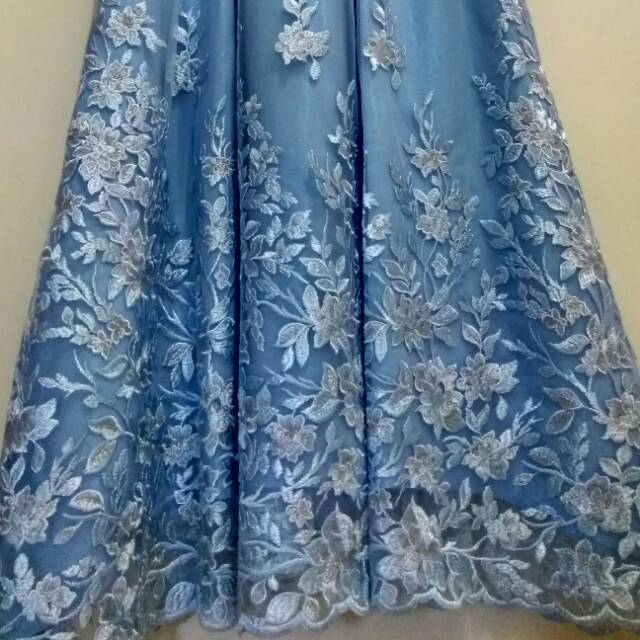 Gamis Pesta Brukat Biru Muda