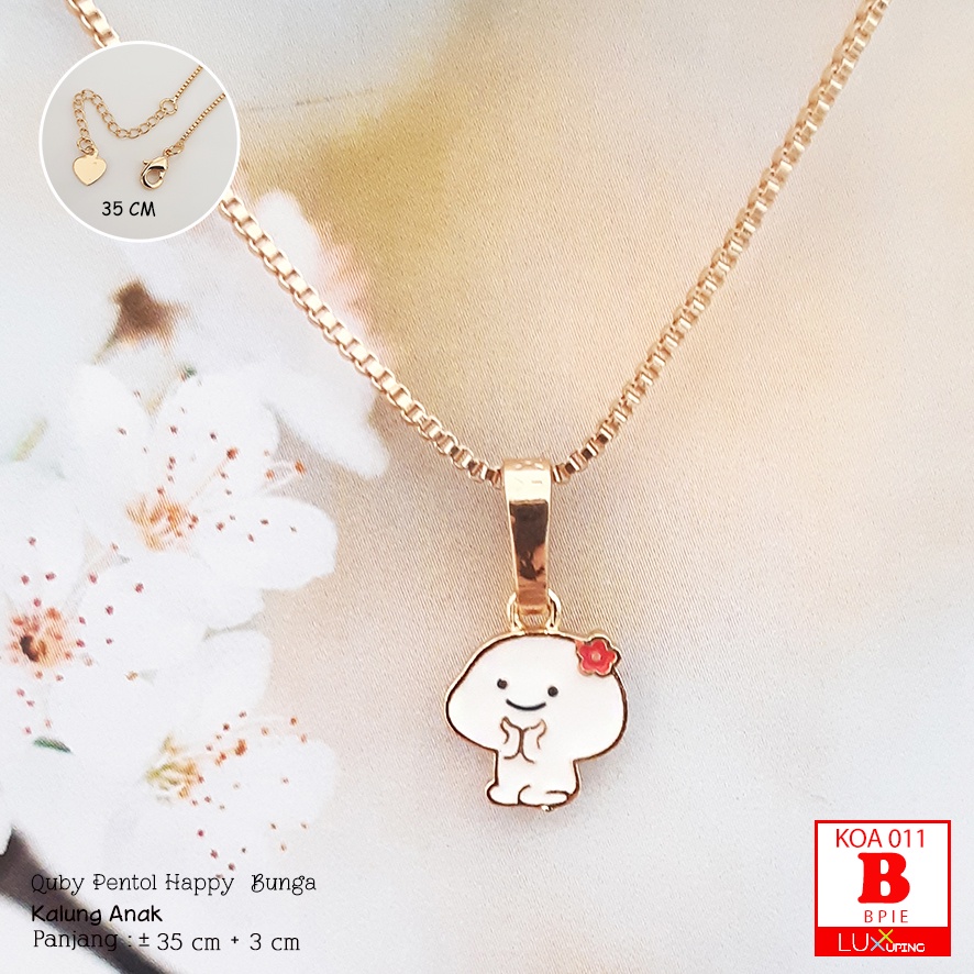 KOA 011 Kalung Anak Lucu Cat Enamel Perhiasan Anak Kalung Lapis Emas Imitasi Aksesoris Quby Pentol Lucu Kalung Anak Pendek 35 cm Aksesoris Anak Luxx Xuping