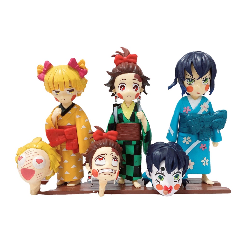 Mainan Action Figure Demon Slayer: Kimetsu no Yaiba Tanjiro Kamado Inosuke Agatsuma Zenitsu Ukuran 13cm