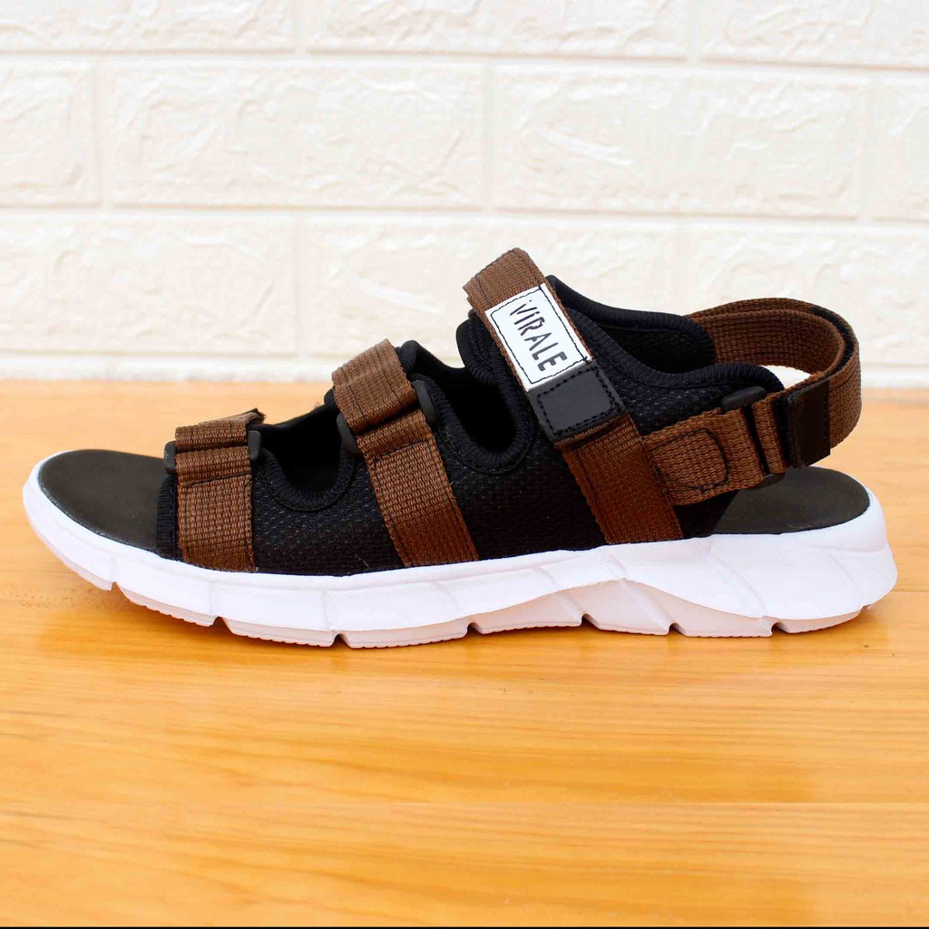 Sandal Gunung Pria Casual Outdoor Murah Sendal Selop Original Traveling Keren PL-01 TL COKLAT