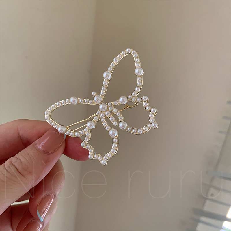 Pearl Kupu-kupu Jepit Rambut Sederhana Hairpin Sisi Klip Gadis Korea Aksesoris Rambut