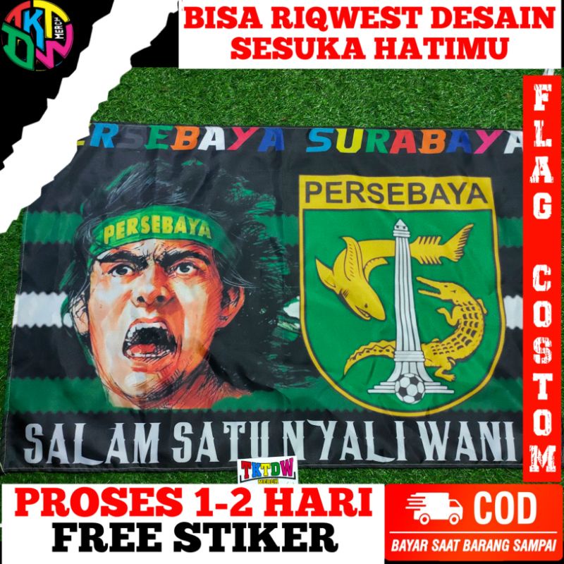 Jual Bendera Persebaya Murah Ready Stok Banyak Siap Kirim Tulisan Warna Warni Shopee Indonesia