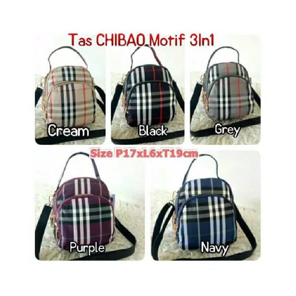 CB0828 Tas Wanita Import CHIBAO Motif 3in1 - Ungu