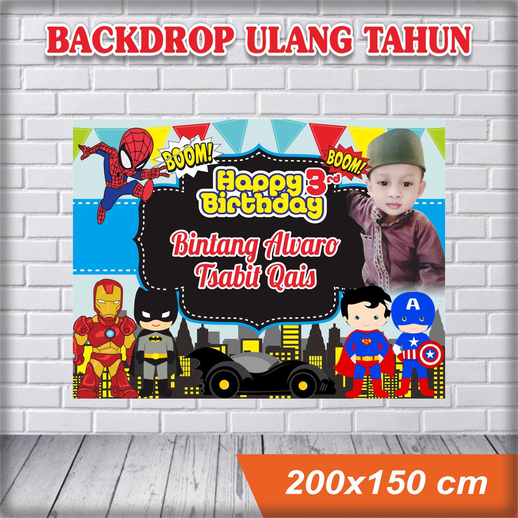 BANNER ULANG TAHUN / BACKDROP ULTAH / SPANDUK ULANG TAHUN AVENGERS
