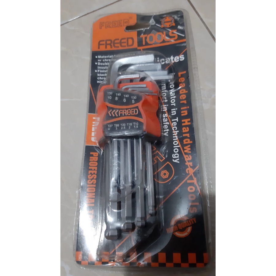 KUNCI L LONG SET 9PCS/BALL LONG FREED/KUNCI L SET/KUNCI SET/EXTRA HEX KEY LONG/KUNCI SET