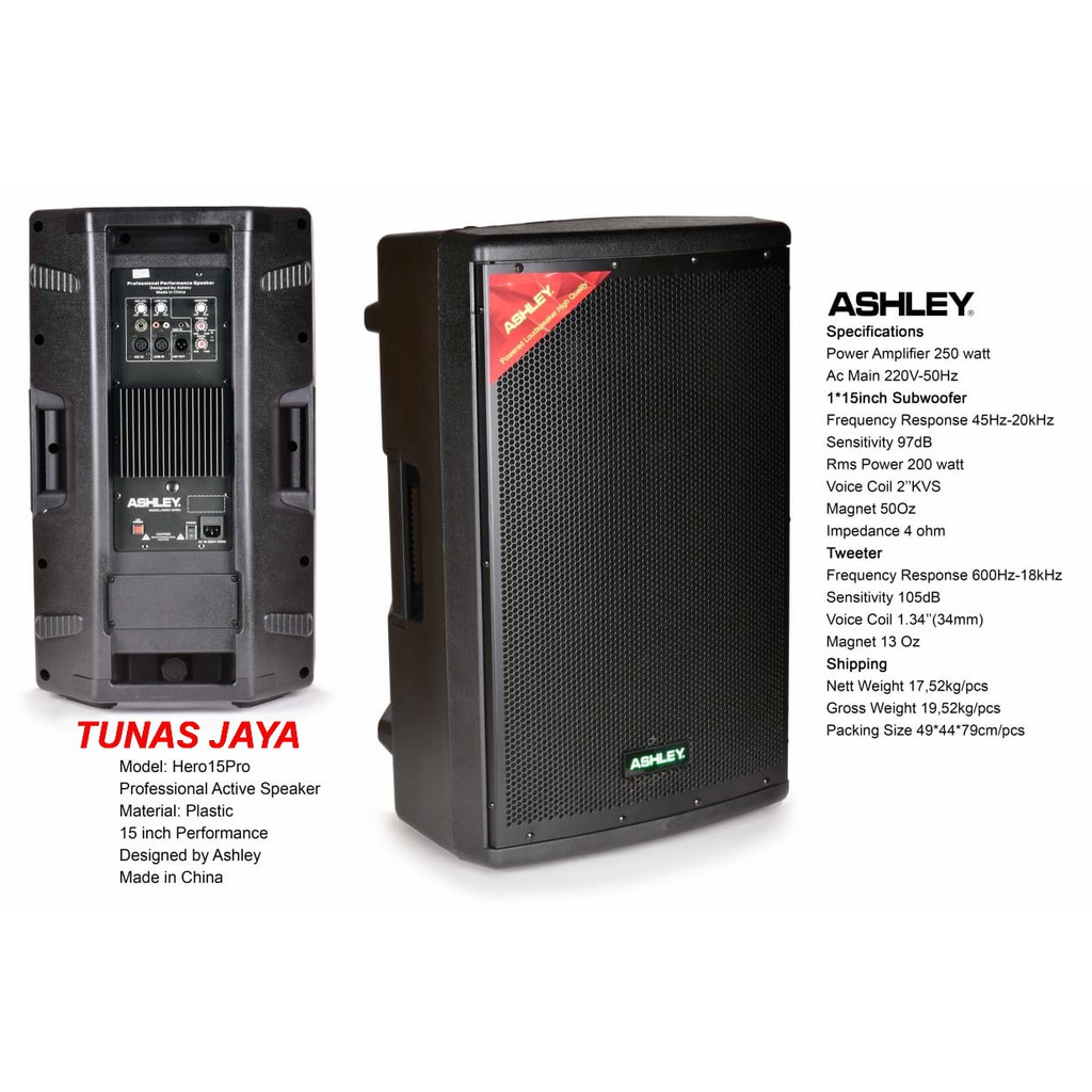 Speaker Aktif 15 Inch Ashley Hero15A Hero 15A Original 1 pcs