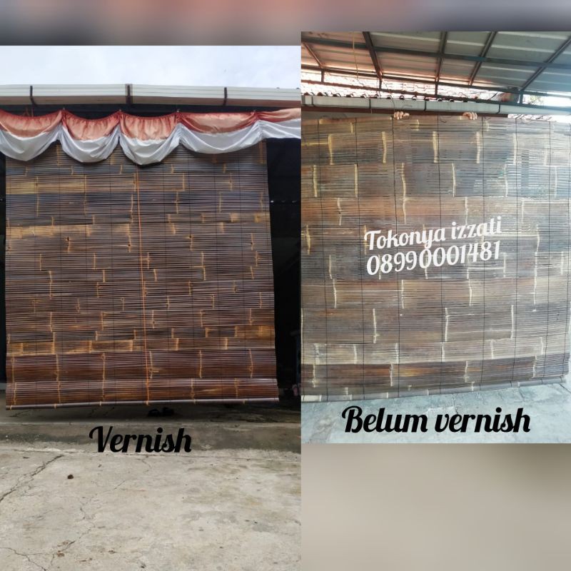  tirai  bambu  hitam vernish motif ukuran 2x2 kiray kerey 