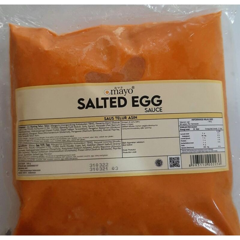 OMAYO SALTED EGG SAUCE  500 g Halal │ Saus Rasa Telur Asin Frozen