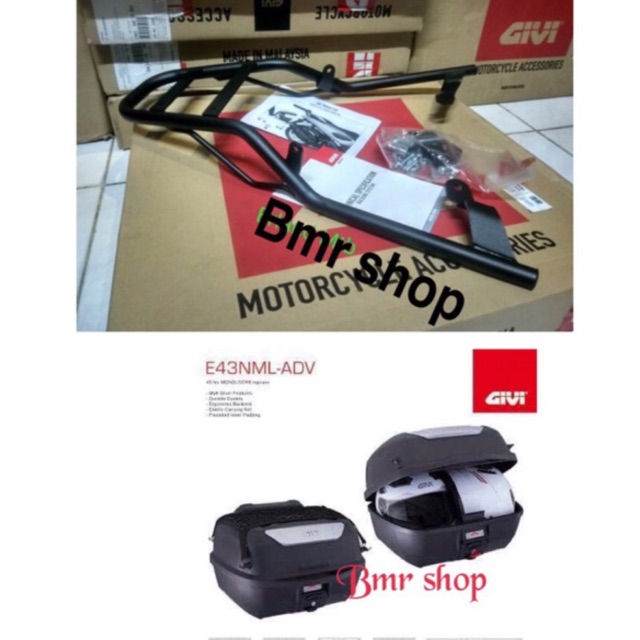 Paketan box givi e43 adv e 43 adv adventure dan bracket box givi nmax breket box givi nmax