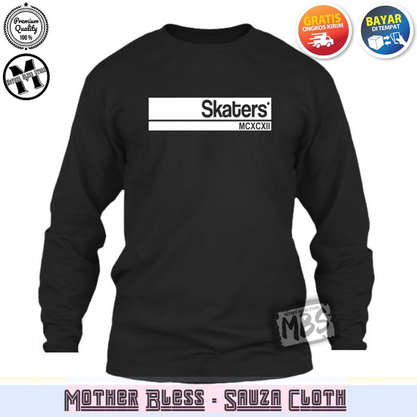 Kaos Distro T-Shirt Lengan Panjang Pria Dan Wanita 01 LOGO SKATERS White Quality Premium