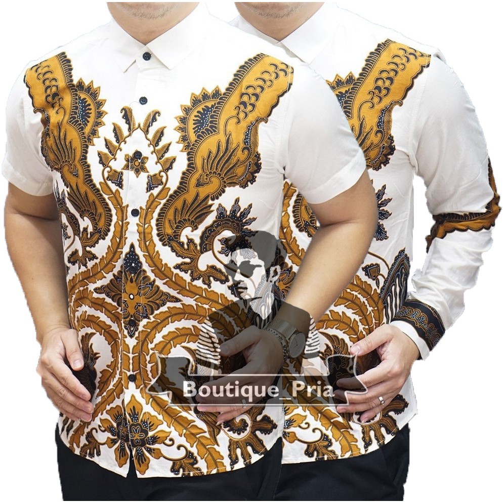 LBL LBS 890 BAJU BATIK LENGAN PANJANG PENDEK WARNA PUTIH