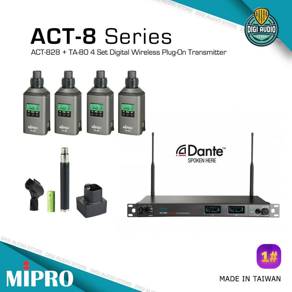 Digital Wireless Microphone Transmitter 4 SET & Receiver MIPRO ACT-848 TA-80 - XLR Mic Input