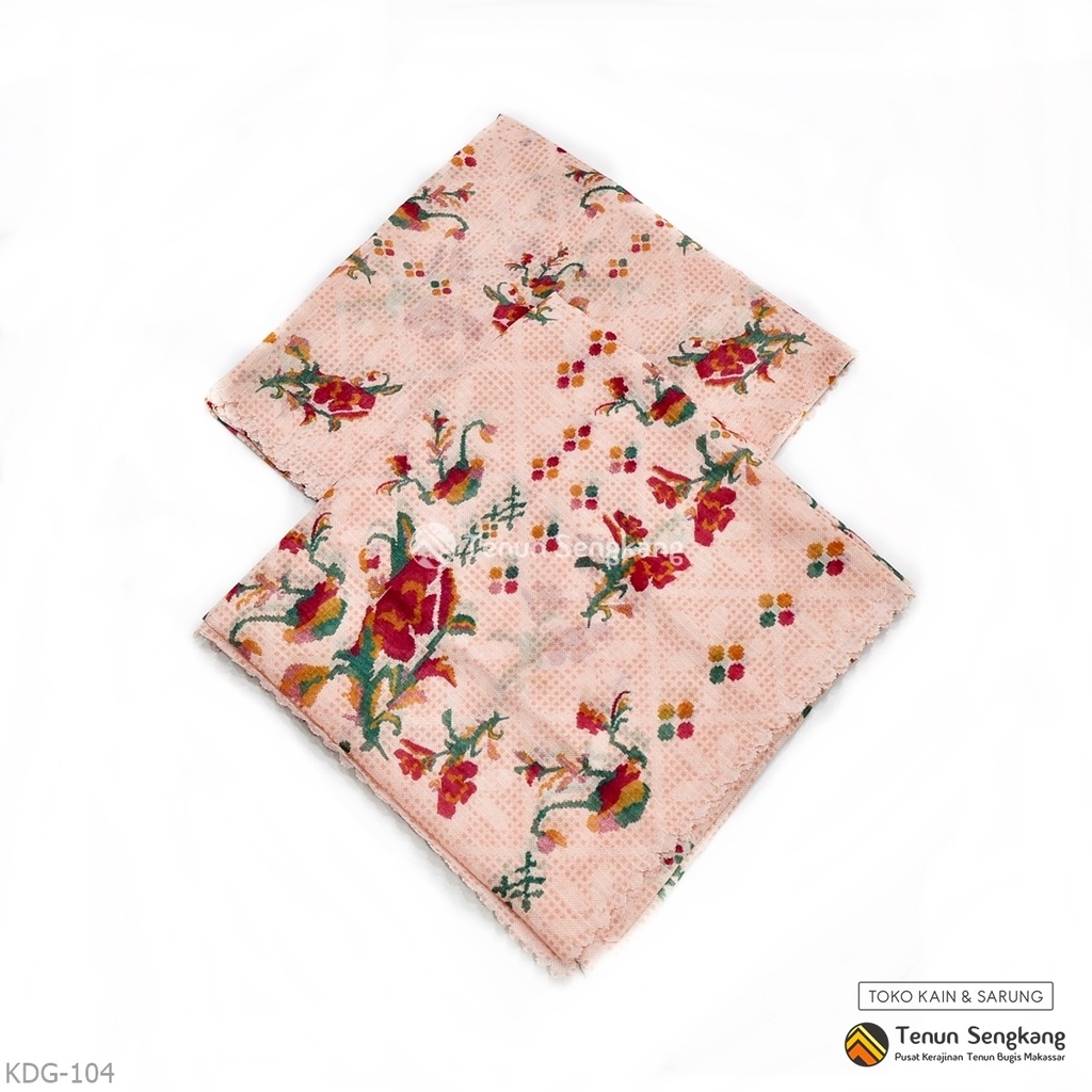 Jilbab Hijab Kerudung Motif Bunga Lagosi Bugis Voal Premium Segiempat Pink Muda 1 - Tenun Sengkang K