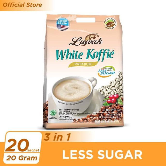

Kopi Luwak White Koffie Less Sugar Bag 20x20gr BERKUALITAS