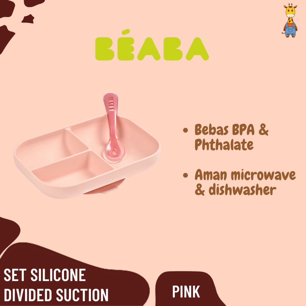 Beaba Set Silicone Divided Suction - Silicone Meal Set With Suction Pad