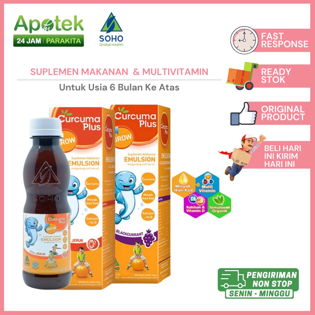 Curcuma Plus / Grow Emulsion Plus Minyak Ikan untuk Penambah Nafsu Makan Anak Plus DHA