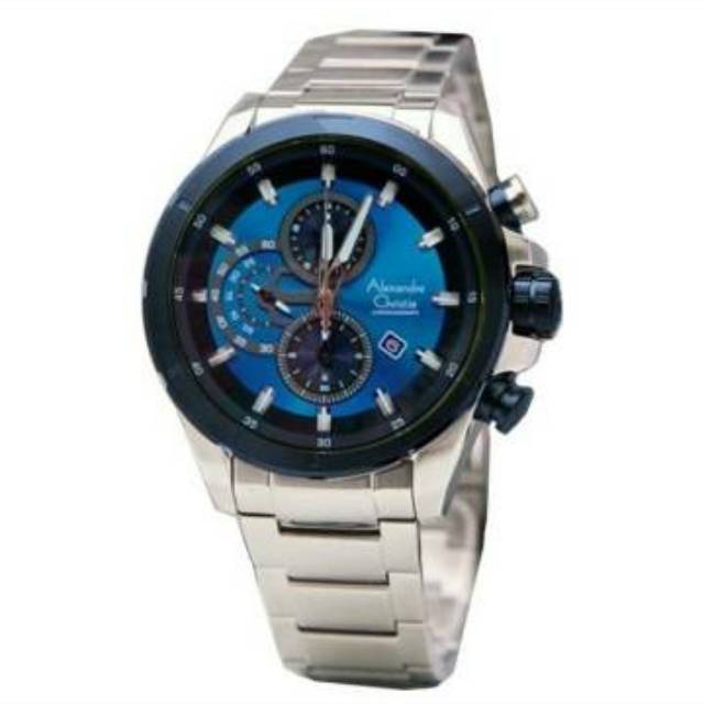 Alexandre Christie 6508MC Silver Blue Jam Pria Original