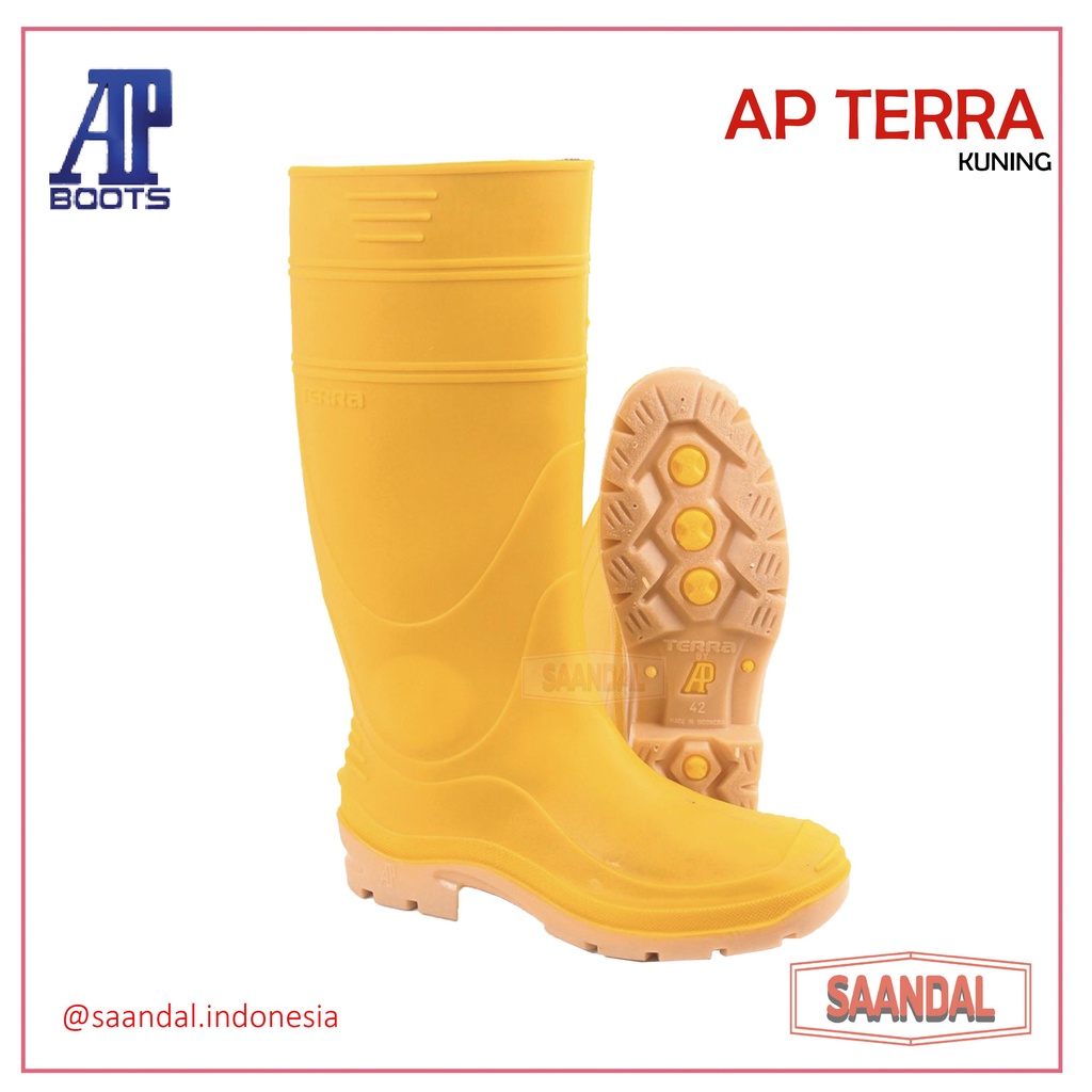 Sepatu Boots Tinggi AP BOOTS Terra Kuning Putih Hijau APD Medis Anti Air Anti Minyak Anti Licin