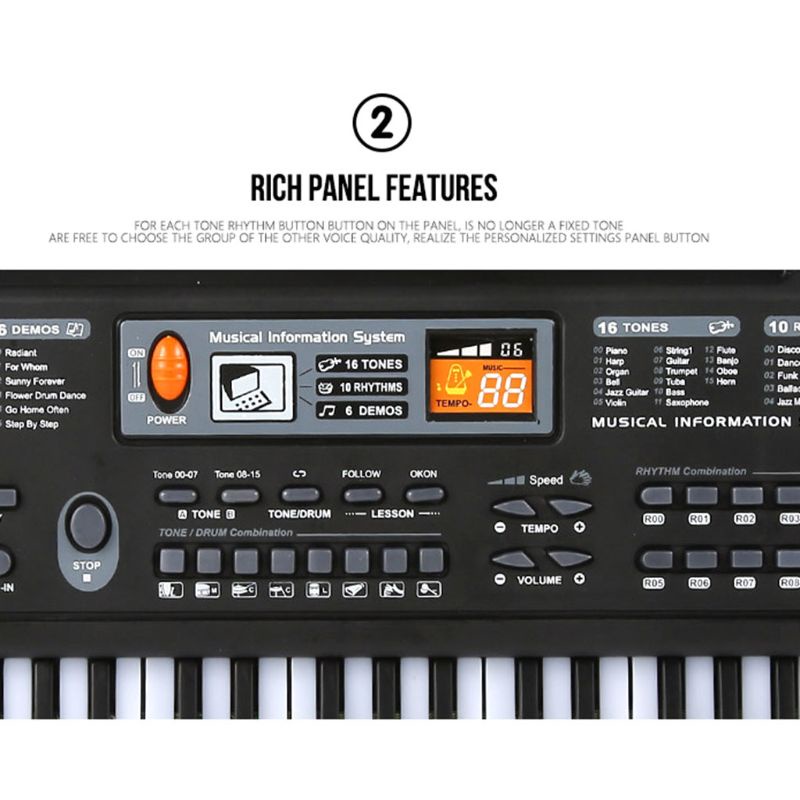 Sun 61kunci Keyboard Elektronik Musik Digital Untuk Papan Kunci Piano Elektrik Anak