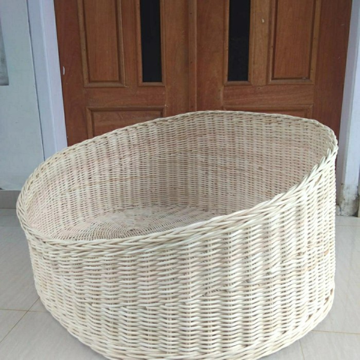 pet basket keranjang tempat tidur anjing kucing rotan besar jumbo 90X75X40 CM