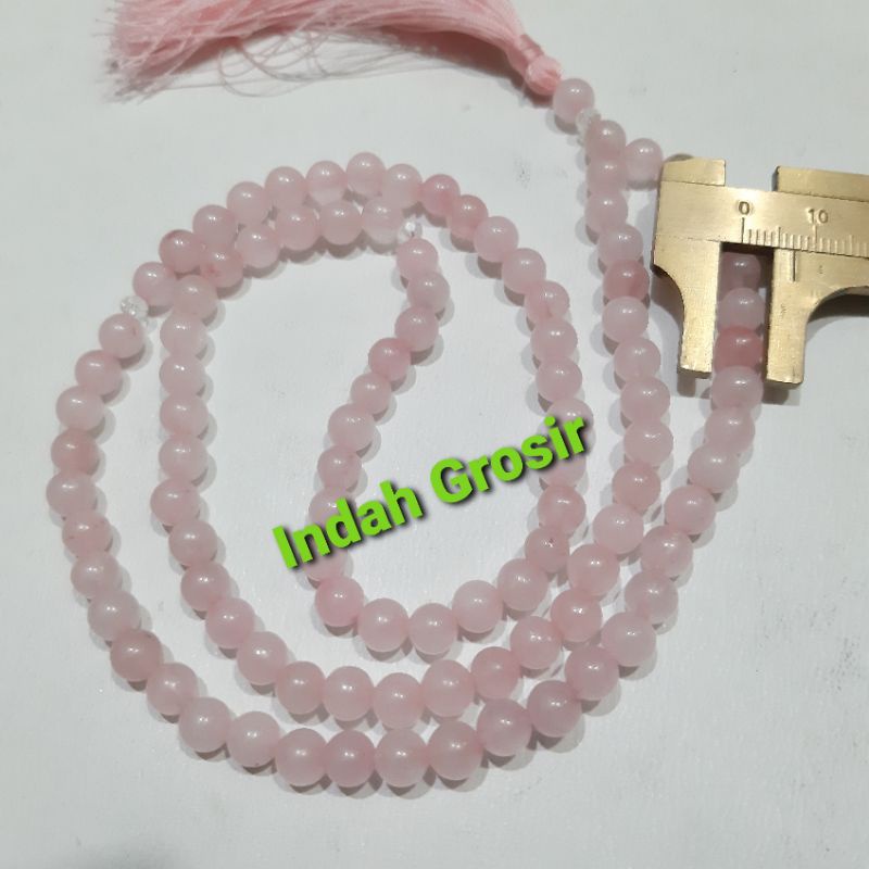 TASBIH Kalung BATU ROSE QUARTZ 6MM 99BUTIR ATAU 99BUTIR  ORIGINAL