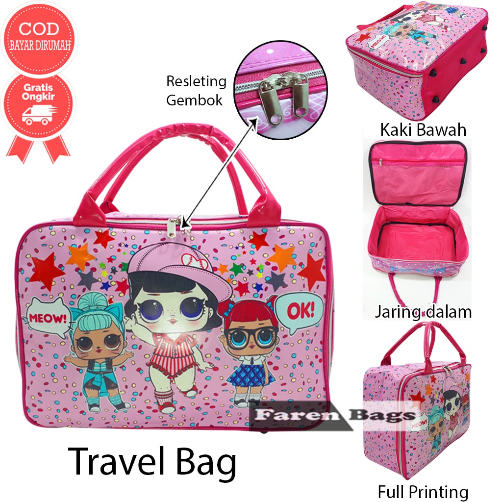 Travel Bag Karakter Waterproof Ukuran 40cm (Tebal 1kg=2pcs)