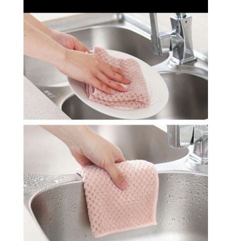 30 x30 cm lap anti minyak halus serap air membersihkan dapur