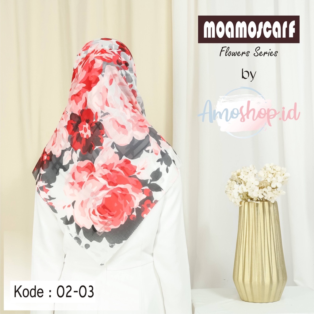 Hijab Segi Empat Murah Motif Digital Print Voal Premium Scarf Flower Series