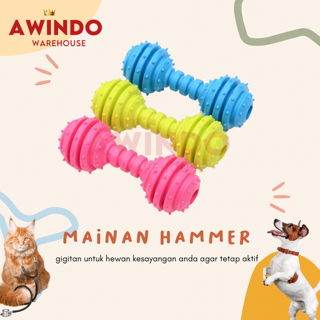 MAINAN HAMMER - Mainan Gigitan Karet Anjing Kucing Lonceng Berbunyi