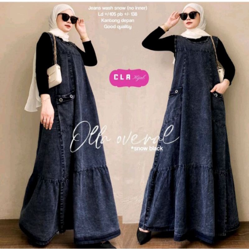 Jesina Emon Overal Overall Rok Kodok Jean Jeans Jins Denim Jumbo Pakaian Fashion Outfit Wanita